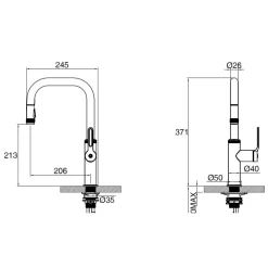Clearwater Pioneer WRAS Approved Single Lever Industrial-Style Mono Pull Out Spray Kitchen Mixer Tap