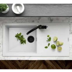 Clearwater Rio 1 Bowl Granite Composite Sink & Waste with Reversible Drainer - 1000 x 500mm