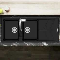 Clearwater Rio 2 Bowl Granite Composite Inset Kitchen Sink - 1160 x 500mm