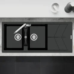 Clearwater Rio 2 Bowl Granite Composite Inset Kitchen Sink - 1160 x 500mm