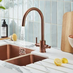 Clearwater Rococo WRAS Approved Twin Lever Mono Kitchen Mixer with Swivel Spout