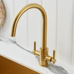 Clearwater Rococo WRAS Approved Twin Lever Mono Kitchen Mixer with Swivel Spout