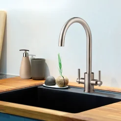 Clearwater Rococo WRAS Approved Twin Lever Mono Kitchen Mixer with Swivel Spout