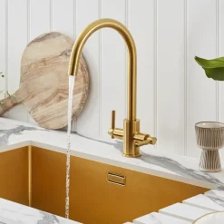 Clearwater Rococo WRAS Approved Twin Lever Mono Kitchen Mixer with Swivel Spout