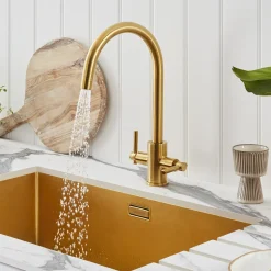 Clearwater Rococo WRAS Approved Twin Lever Mono Kitchen Mixer with Swivel Spout