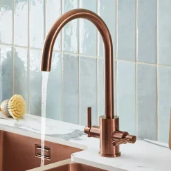 Clearwater Rococo WRAS Approved Twin Lever Mono Kitchen Mixer with Swivel Spout