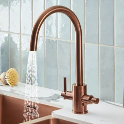 Clearwater Rococo WRAS Approved Twin Lever Mono Kitchen Mixer with Swivel Spout