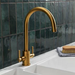Clearwater Rococo WRAS Approved Twin Lever Mono Kitchen Mixer with Swivel Spout