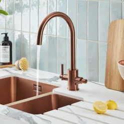 Clearwater Rococo WRAS Approved Twin Lever Mono Kitchen Mixer with Swivel Spout