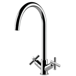Clearwater Rossi Twin Cross Handle Mono Sink Mixer with Swivel Spout