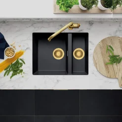 Clearwater Siena 1.5 Bowl Granite Composite Undermount Kitchen Sink & Waste - 555 x 460mm