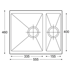 Clearwater Siena 1.5 Bowl Granite Composite Undermount Kitchen Sink & Waste - 555 x 460mm