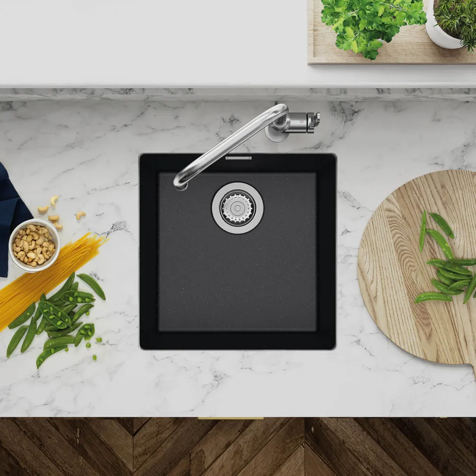 Clearwater Siena 1 Bowl Granite Composite Inset or Undermount Kitchen Sink & Waste - 430 x 460mm