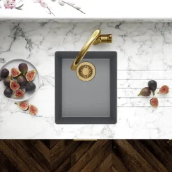 Clearwater Siena Compact 1 Bowl Granite Composite Inset or Undermount Kitchen Sink & Waste - 370 x 460mm