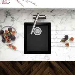 Clearwater Siena Compact 1 Bowl Granite Composite Inset or Undermount Kitchen Sink & Waste - 370 x 460mm