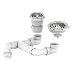 Clearwater Sonnet 90mm & 60mm Basket Strainer Waste Kit For 1.5 Bowl Kitchen Sinks