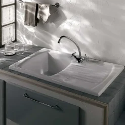Clearwater Sonnet White Ceramic Single Bowl Sink with Reversible Drainer - 850 x 500mm