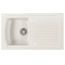 Clearwater Sonnet White Ceramic Single Bowl Sink with Reversible Drainer - 850 x 500mm