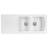 Clearwater Sonnet White Ceramic Double Bowl Sink with Reversible Drainer - 1205 x 500mm