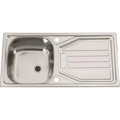 Clearwater Spacesaver Single Bowl Satin Stainless Steel Sink & Waste with Reversible Drainer - 860 x 435mm