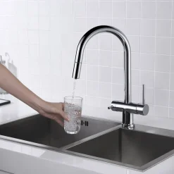 Clearwater Toledo Twin Lever Pull Out Spray Mono Kitchen Mixer and Cold Filtered Water Tap