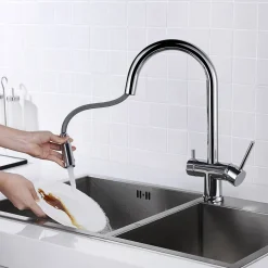Clearwater Toledo Twin Lever Pull Out Spray Mono Kitchen Mixer and Cold Filtered Water Tap