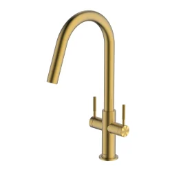 Clearwater Topaz Twin Lever Mono Kitchen Mixer with 'Twist & Spray' Spout and Knurled Handles