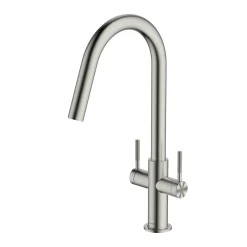 Clearwater Topaz Twin Lever Mono Kitchen Mixer with 'Twist & Spray' Spout and Knurled Handles