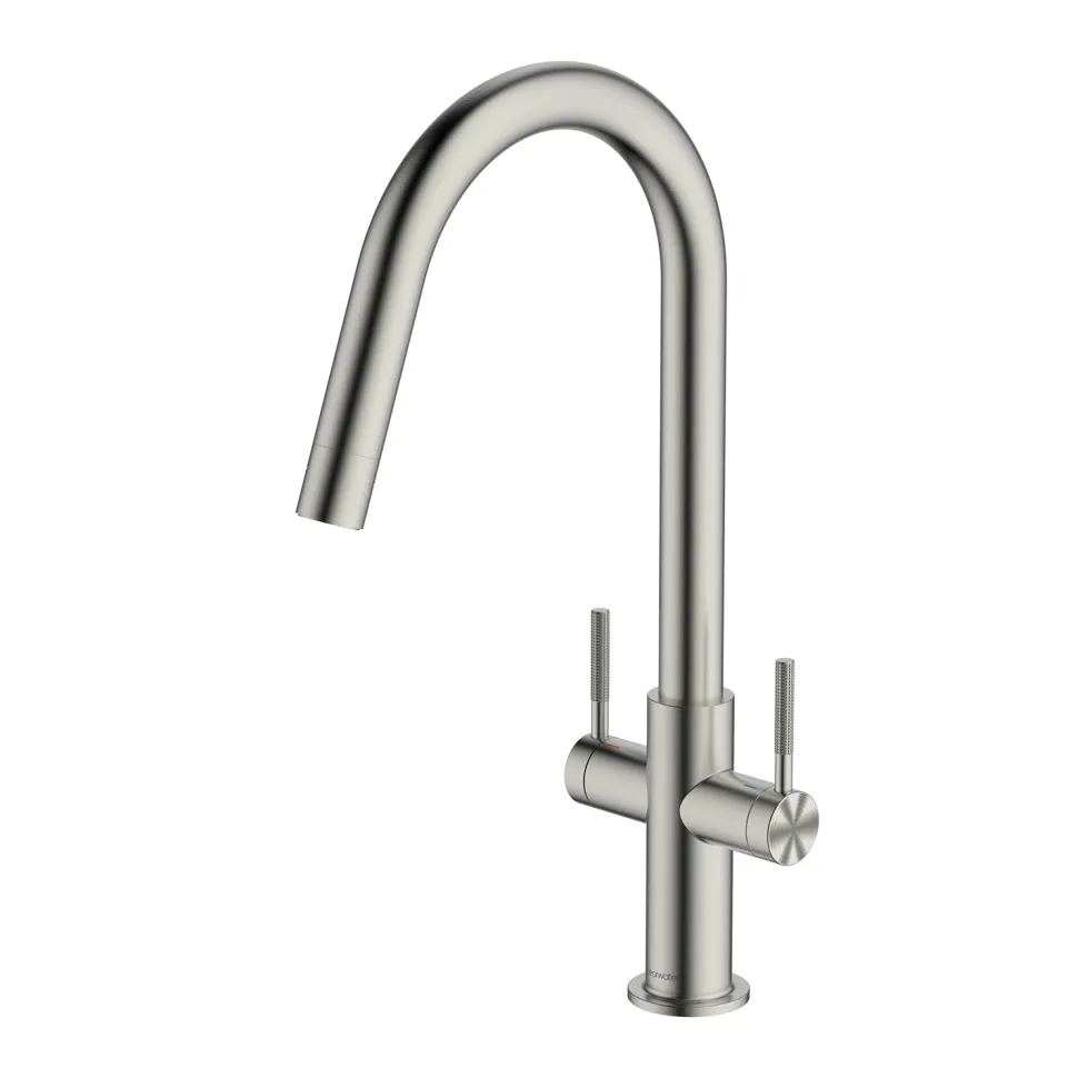 Clearwater Topaz Twin Lever Mono Kitchen Mixer with 'Twist & Spray' Spout and Knurled Handles