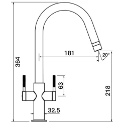 Clearwater Topaz Twin Lever Mono Kitchen Mixer with 'Twist & Spray' Spout and Knurled Handles