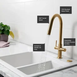 Clearwater Topaz Twin Lever Mono Kitchen Mixer with 'Twist & Spray' Spout and Knurled Handles