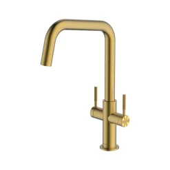 Clearwater Topaz Twin Lever Mono Kitchen Mixer with 'Twist & Spray' U Spout and Knurled Handles