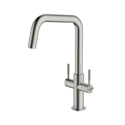 Clearwater Topaz Twin Lever Mono Kitchen Mixer with 'Twist & Spray' U Spout and Knurled Handles