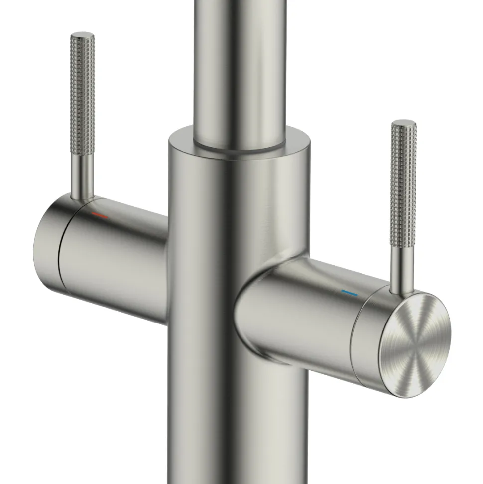 Clearwater Topaz Twin Lever Mono Kitchen Mixer with 'Twist & Spray' U Spout and Knurled Handles