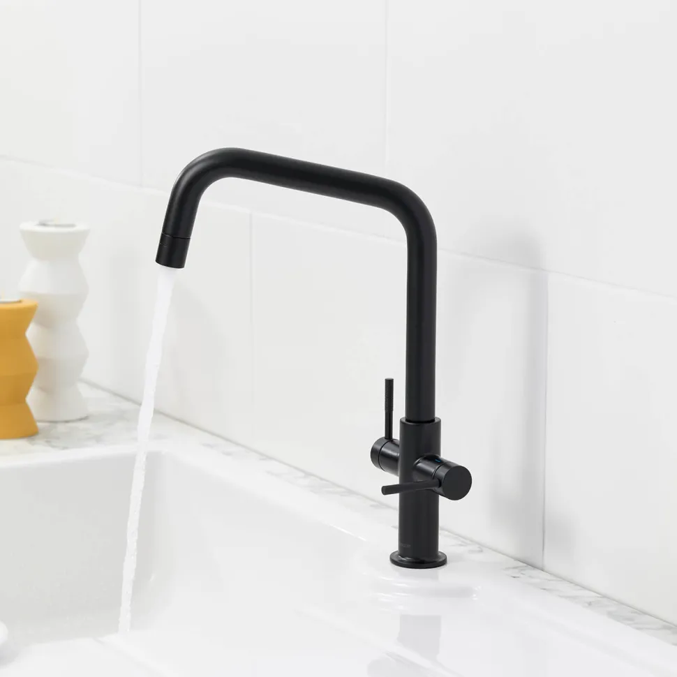 Clearwater Topaz Twin Lever Mono Kitchen Mixer with 'Twist & Spray' U Spout and Knurled Handles