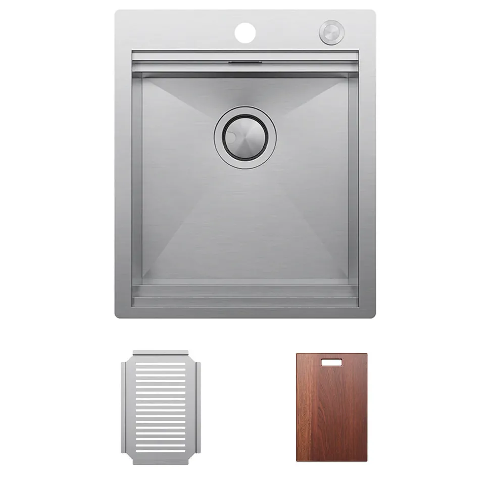 Clearwater Urban Smart 1 Bowl Stainless Steel Kitchen Sink, Integrated Accessories & Automatic Waste - 440 x 520mm