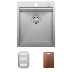 Clearwater Urban Smart 1 Bowl Stainless Steel Kitchen Sink, Integrated Accessories & Automatic Waste - 440 x 520mm