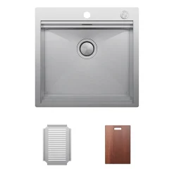 Clearwater Urban Smart 1 Bowl Stainless Steel Kitchen Sink, Integrated Accessories & Automatic Waste - 540 x 520mm