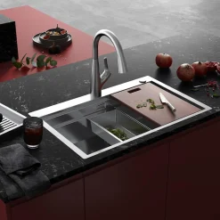 Clearwater Urban Smart Extra Large 1 Bowl Stainless Steel Kitchen Sink, Integrated Accessories & Automatic Waste - 800 x 520mm