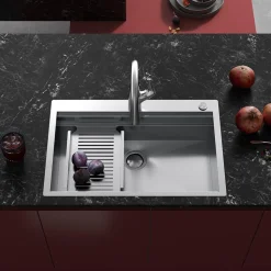 Clearwater Urban Smart Large 1 Bowl Stainless Steel Kitchen Sink, Integrated Accessories & Automatic Waste - 660 x 520mm