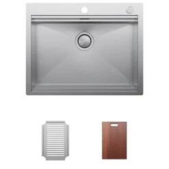Clearwater Urban Smart Large 1 Bowl Stainless Steel Kitchen Sink, Integrated Accessories & Automatic Waste - 660 x 520mm