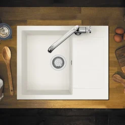 Clearwater Vesta 1 Bowl Granite Composite Kitchen Sink with Reversible Drainer - 620 x 500mm