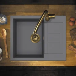 Clearwater Vesta 1 Bowl Granite Composite Kitchen Sink with Reversible Drainer - 620 x 500mm