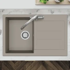 Clearwater Vesta 1 Bowl Granite Composite Kitchen Sink with Reversible Drainer - 780 x 500mm