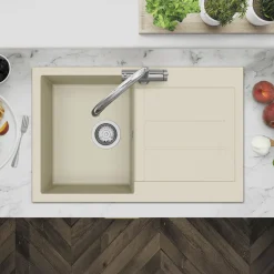 Clearwater Vesta 1 Bowl Granite Composite Kitchen Sink with Reversible Drainer - 780 x 500mm