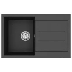Clearwater Vesta 1 Bowl Granite Composite Kitchen Sink with Reversible Drainer - 780 x 500mm