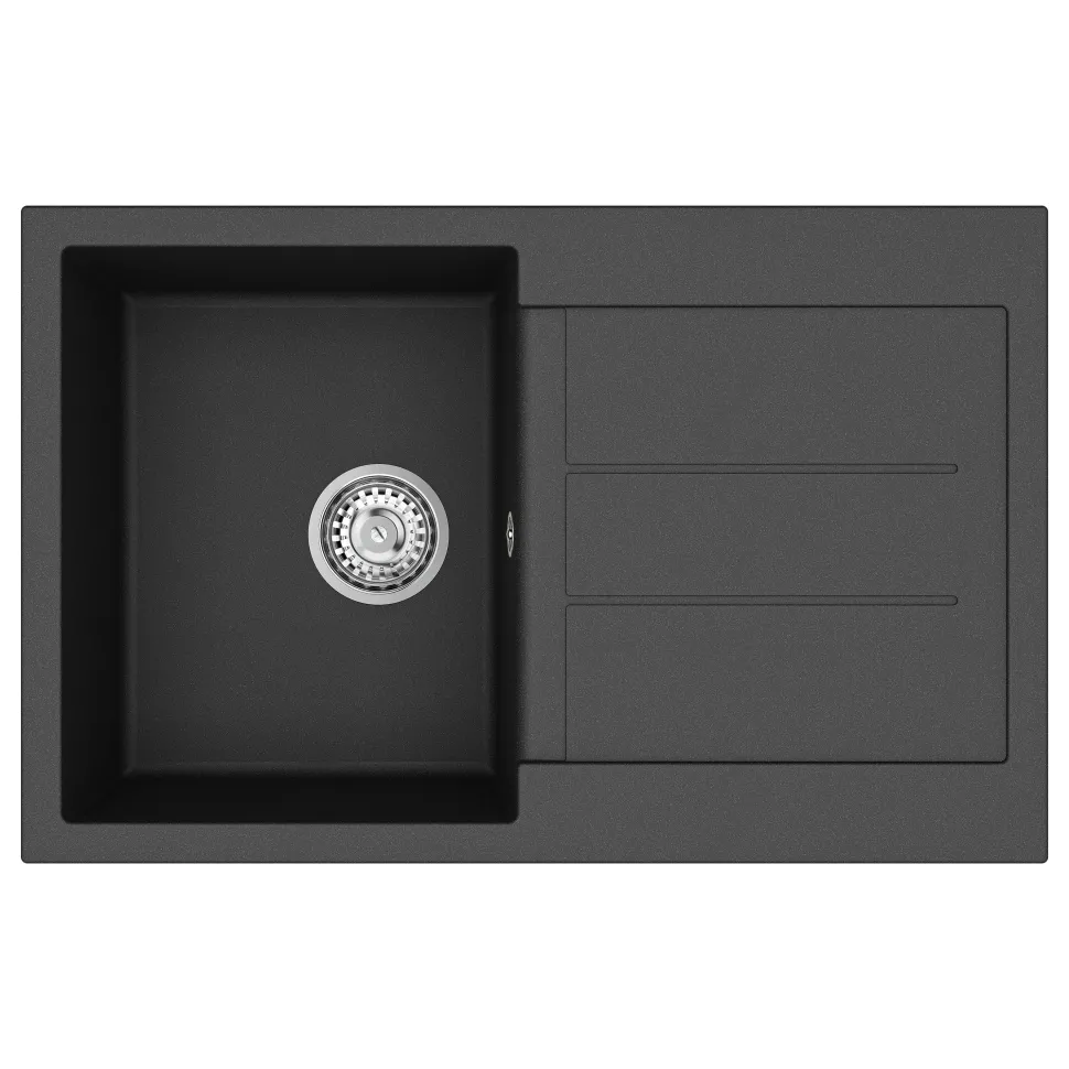 Clearwater Vesta 1 Bowl Granite Composite Kitchen Sink with Reversible Drainer - 780 x 500mm