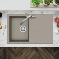 Clearwater Vesta 1 Bowl Granite Composite Kitchen Sink with Reversible Drainer - 780 x 500mm