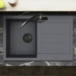 Clearwater Vesta 1 Bowl Granite Composite Kitchen Sink with Reversible Drainer - 780 x 500mm