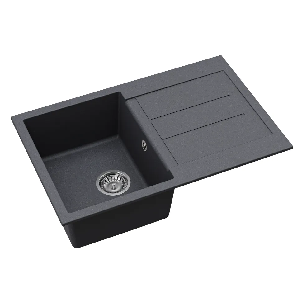 Clearwater Vesta 1 Bowl Granite Composite Kitchen Sink with Reversible Drainer - 780 x 500mm